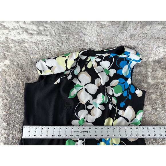 New York Company Plus Sz 18 Dark Floral Print Knee Length Shift Dress Cap Sleeve - Picture 5 of 9